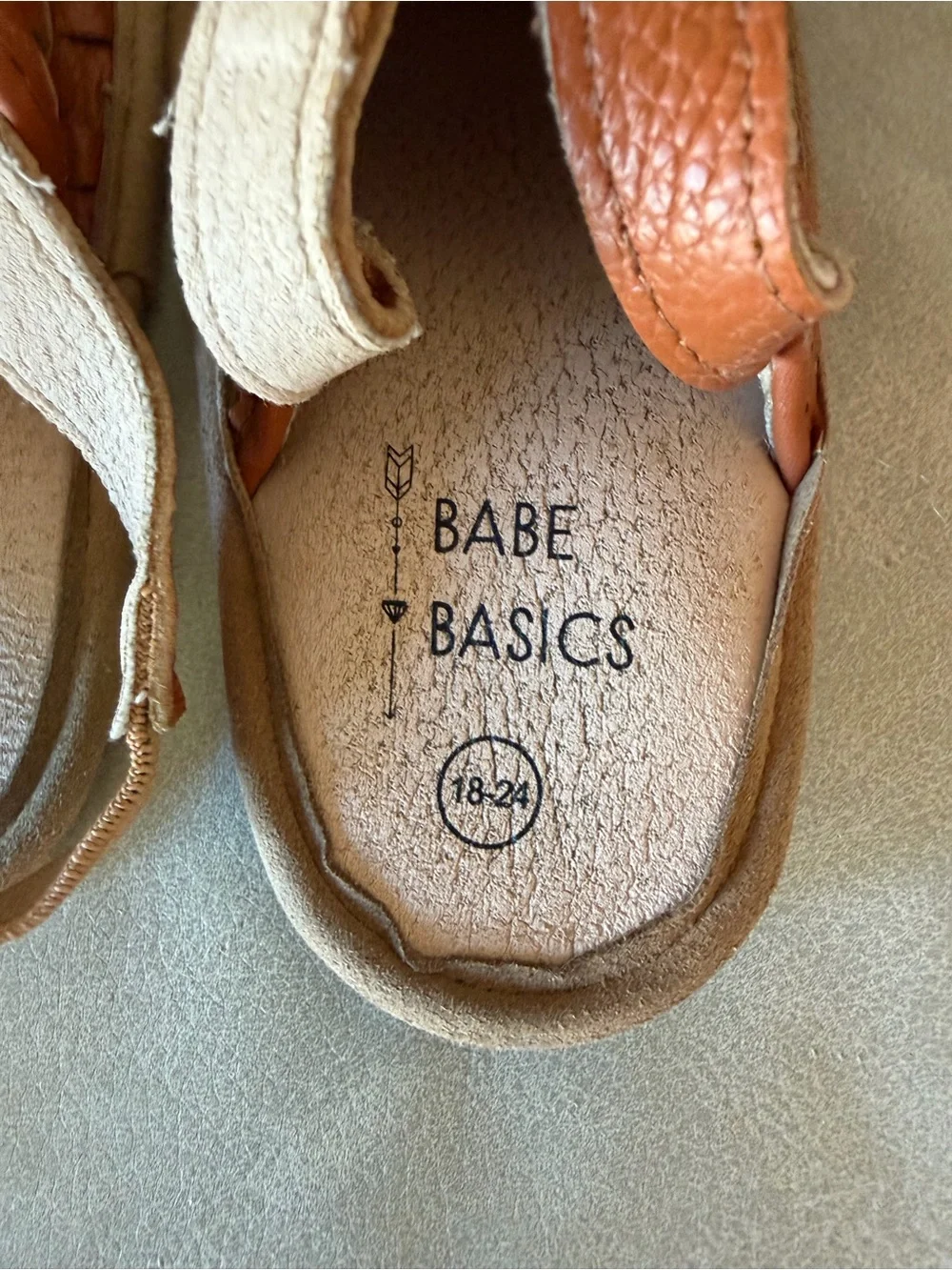 Classic Tan Woven Baby Slingback Shoes